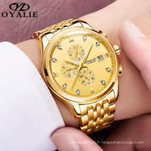 Hommes Montre Top Luxe Hommes D&#39;affaires Montre Mécanique De Mode Classique Hommes Multi Fuseau Horaire 3 YEUX Fonction Relojes Montre